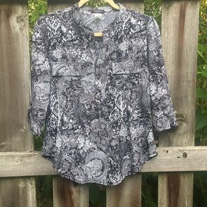 Cocomo Petite Paisley Mid Sleeve Top Sz MP